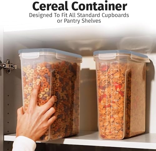 2 Pack (6.3L / 213OZ) EXTRA Large Airtight Food Storage Cereal Containers for Bulk Food Storage BPA-Free Plastic Container, Pantry Organization and Canister for Rice, Pasta, Sugar & Flour (Gray)