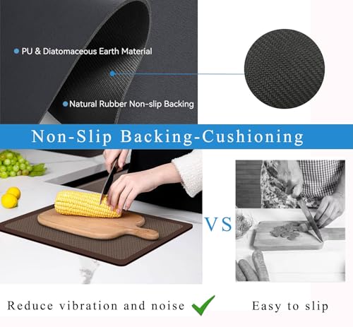 Dish Drying Mat for Kitchen Counter (Brown - Style / 12" x 19")