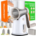 5 Blade Rotary Cheese Grater and Vegetable Chopper with Storage Box and Hand Crank (White)