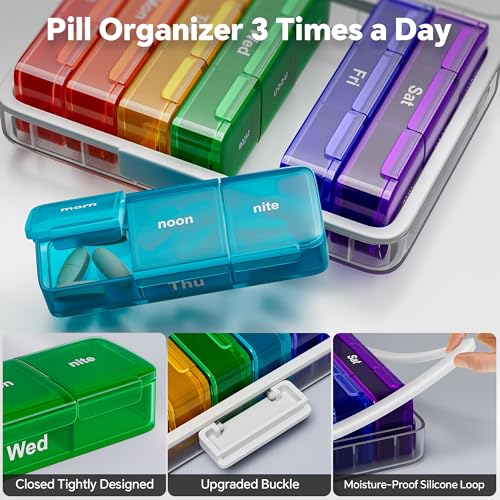 3 Tier Medicine Organizer with Leather Portable Pill Case (Regular 3-Tier Set)