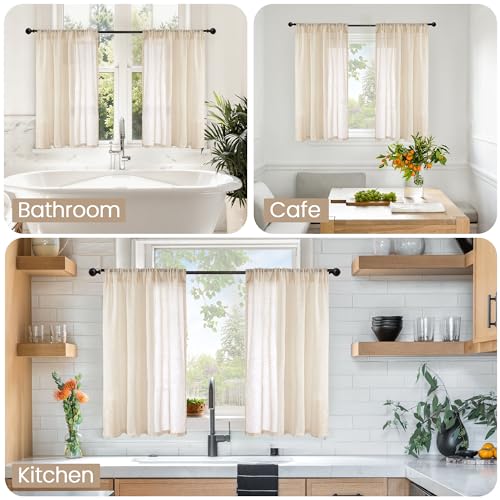 Natutal Linen Cafe Curtains 30 Inch Length (Natural / 30"W x 30"L (Pack of 2))