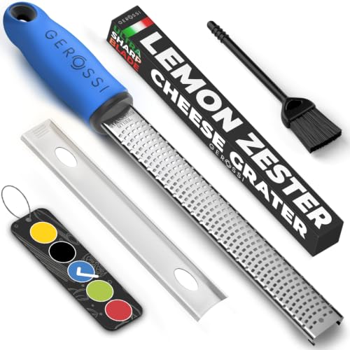 Stainless Steel Cheese Grater & Lemon Zester w (Light-Blue)