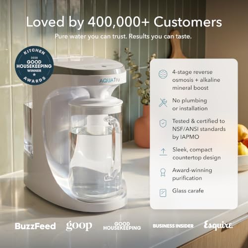 AquaTru Glass Carafe Alkaline Countertop Reverse Osmosis Water Purifier (AquaTru Carafe Alkaline)