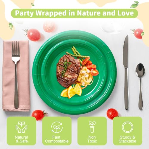 Green Paper Plates (Green / 100 Count (50-9" & 50-7"))