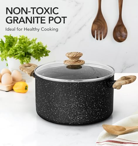 6 Quart Stock Pot with Lid (Black / 6 Quarts)
