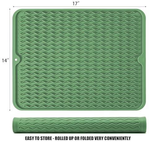 Silicone Dish Drying Mat (Dark Green / 17" x 14")