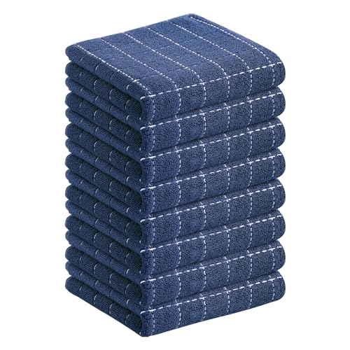 100% Cotton Terry Kitchen Towels (Navy Blue / 13 X 28 - 8 Pack)