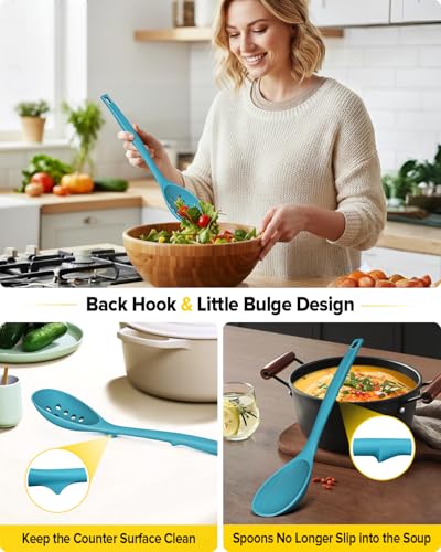 Pack of 2 Silicone Cooking Spoons (Blue)