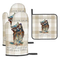 Funny Owl Oven Mitts and Pot Holders Sets of 3 Kitchen Hot Pads (Funny Owl)