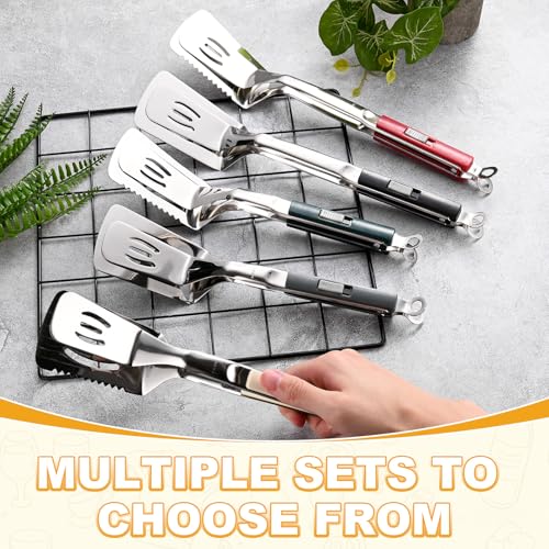 Spatula Tongs (Black Handle, Silver Tone)
