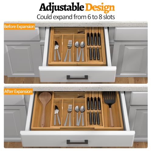 Bamboo Silverware Drawer Organizer (Natural / Extra Large)