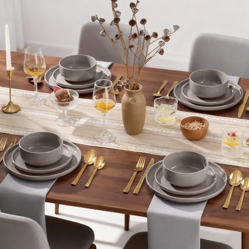 Plates and Bowls Sets (Warm Taupe / Service for 8)