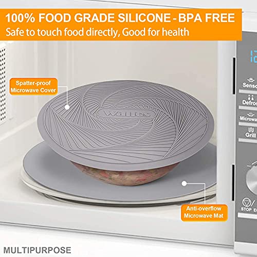 Silicone Microwave Mats (12in, 2 Grey Microwave Mat)