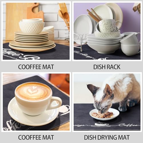2 Pieces Coffee Bar Station Mat 16 x 24 Inch Washable Coffee Maker Accessories Hide Stain Absorbent Kitchen Counter Mat for Kitchen Bar Countertops Supplies