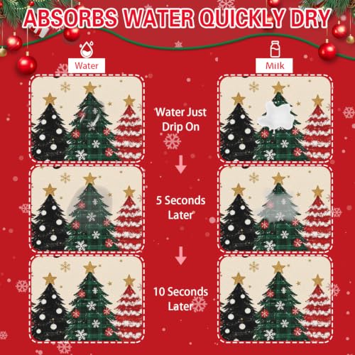Christmas Dish Drying Mat Kitchen Countertop (RedBlack / 19" x 12")