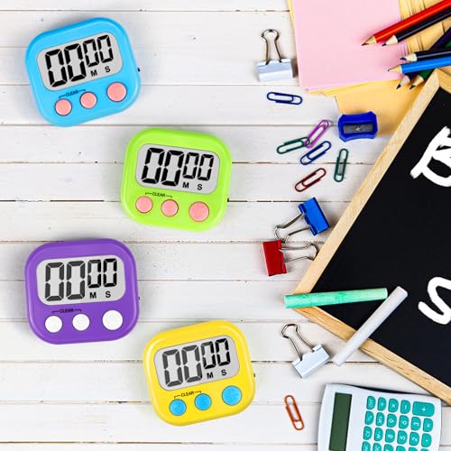 Digital Timer for Kids Teacher Supplies Classroom Timer for Study Learning Management Kitchen Work Exercise (Blue Green Yellow Purple)