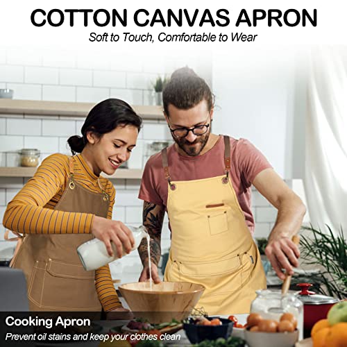 Chef Apron Men Women (Brown, 6 Pack)