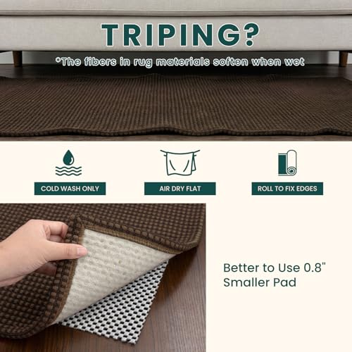 Woven 3x7 Washable Kitchen Runner Rug (Brown/Dark Brown / 3' x 7' (Runner))