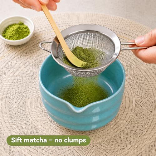 Matcha Whisk Set with Serene Blue Ceramic Bowl (Blue)
