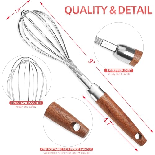 Stainless Steel Wire Whisk for Cooking (9"L x 1.8"W)