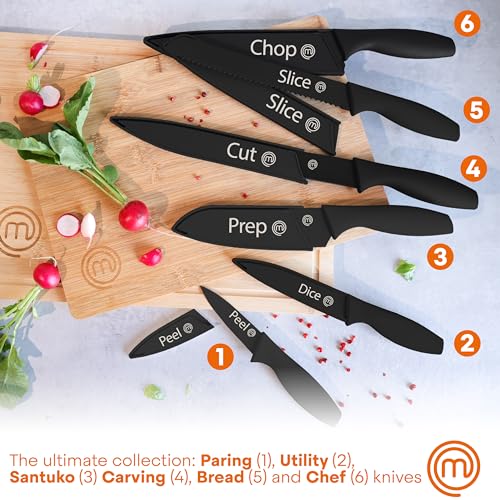 MasterChef Kitchen Knife Set with Covers (Knives with Covers / Black)