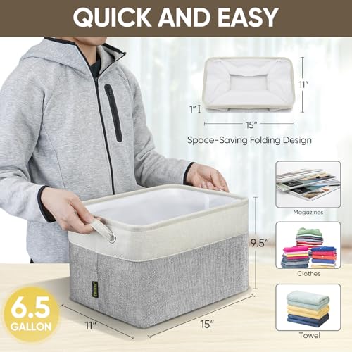1 Pack Fabric Closet Storage Bins for Shelves (Grey / 1PCS/Large-15x11x9.5)