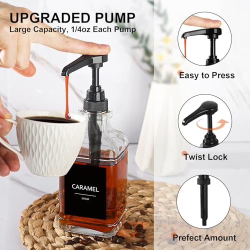 Coffee Syrup Dispenser with Tray (2 Pack+Tray)