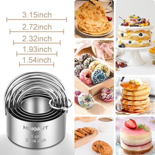 Round Cookie Cutters with Handle (5 Pieces silver)