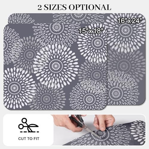Dish Drying Mat Absorbent Kitchen Counter Mat Rubber Backing Draining Mat (Gray / 16" x 24")