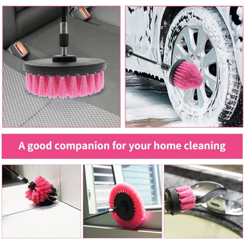 8 Pcs Drill Brush Attachment Set (Pink)