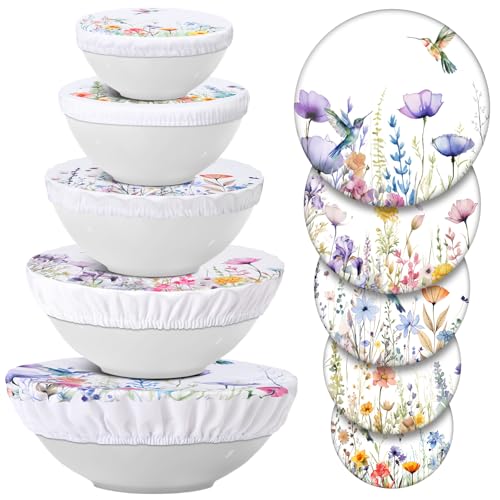 10 Pcs Reusable Bowl Covers in 5 Size (Multicolor / Hummingbird Style)