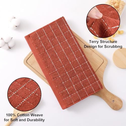 100% Cotton Terry Kitchen Towels (Rust / 12 X 12 - 12 Pack)