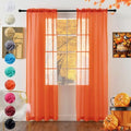 Solid Sheer Rod Pocket Curtain Voile Draperies 2 Panels White Beige Black Grey Coffee 52 Inch Width 72 Inch Long 1 Pair for Kitchen Bedroom Children Living Room Yard (Burnt Orange / 52"W x 72"L (Pack of 2))