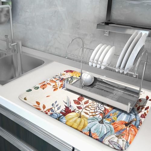 Fall Dish Drying Mat for Kitchen Countertop (24" x 18")