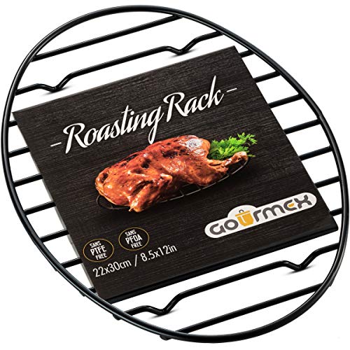 Black Oval Roasting Rack with Integrated Feet (12x8.5")