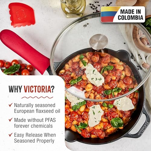 12 Inch Cast Iron Skillet Set with Tempered Glass Lid (12 Inch Set)