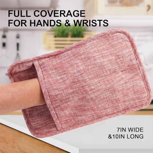 4Pcs Heat Resistant Oven Mitts & Potholders (Pink)