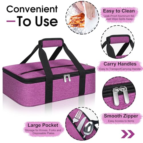 Insulated Casserole Carrier (16x10x4 in / Rose Purple)
