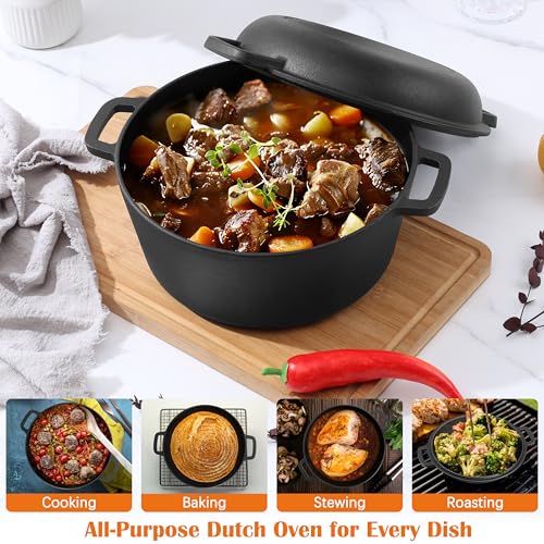 5QT Dutch Oven for Bread Baking (Black)