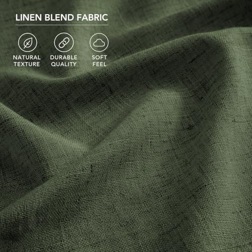 Pinch Pleated 100% Blackout Linen Curtains for Living Room 96 Inch (Loden/Linen 100% Blackout / 40"W x 96"L (Pack of 2))