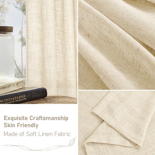 102 inches Long Sheer Linen Curtains for Living Room 2 Panels (52"W x 102"L (Pack of 2) / Beige)