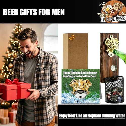 Beer Bottle Opener Wall Mounted with Bottle Cap Catcher for Fridge