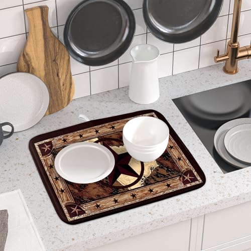 Western Texas Star Dish Drying Mat 16"x18" (18" x 16")