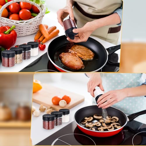 50 Pack 4.7 oz Plastic Spice Jars with Black Cap Empty Clear Plastic Spice Bottle Containers Reusable Seasoning Jars with Shaker Lids for Kitchen Storing and Dispensing Salt Powders (4.7 oz)