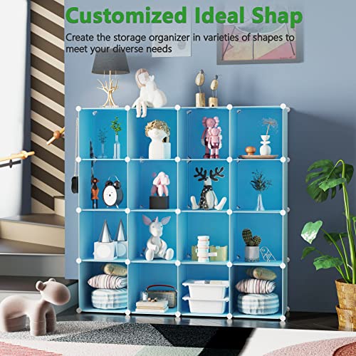 16 Cube Storage Organizer Cube Shelves Units Storage Cubes (Blue)