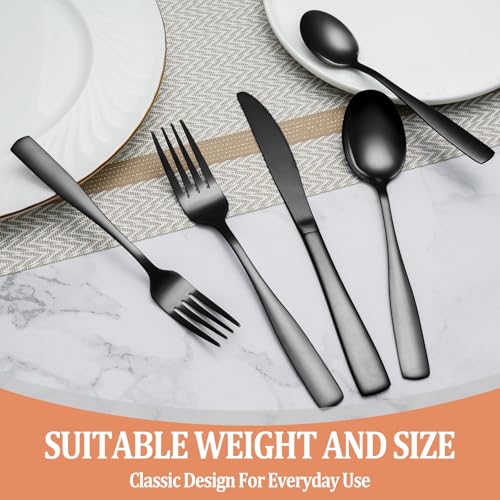 20 Pcs Black Silverware Set (Black)