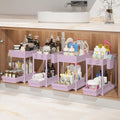 4-Pack 2-Tier Under Sink Organizer with Pull Out Drawers (Pink / 12.8 Inch)