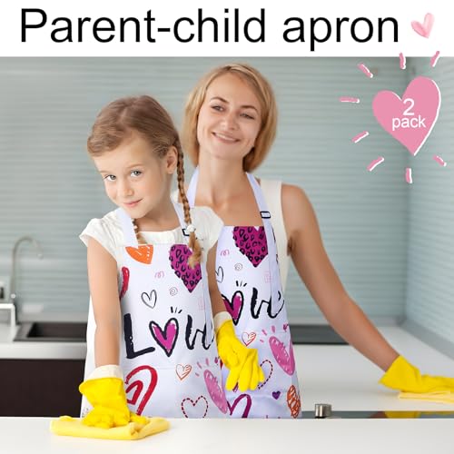 2 Pcs Parent Child Aprons (Love)