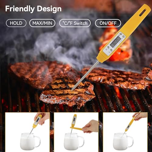 Digital Food Thermometer Automatic Calibration Pen High Accuracy Electronic Pocket Thermometer Yellow Home and Family Appliance and Decor (Yellow)