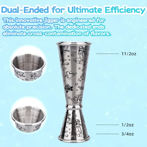 Jigger for Bartending (Etched-A-black / 1 count)